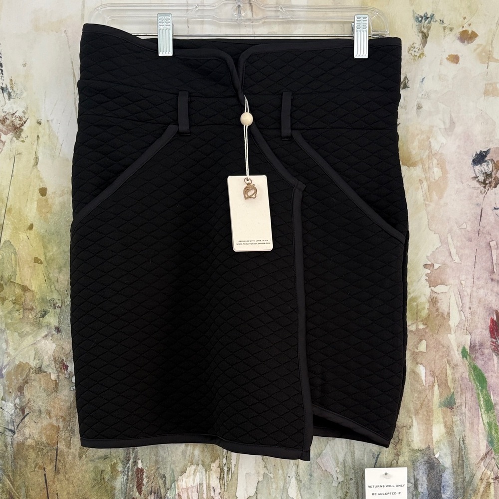 For Love And Lemons Black Quilted Mini Skirt NWT